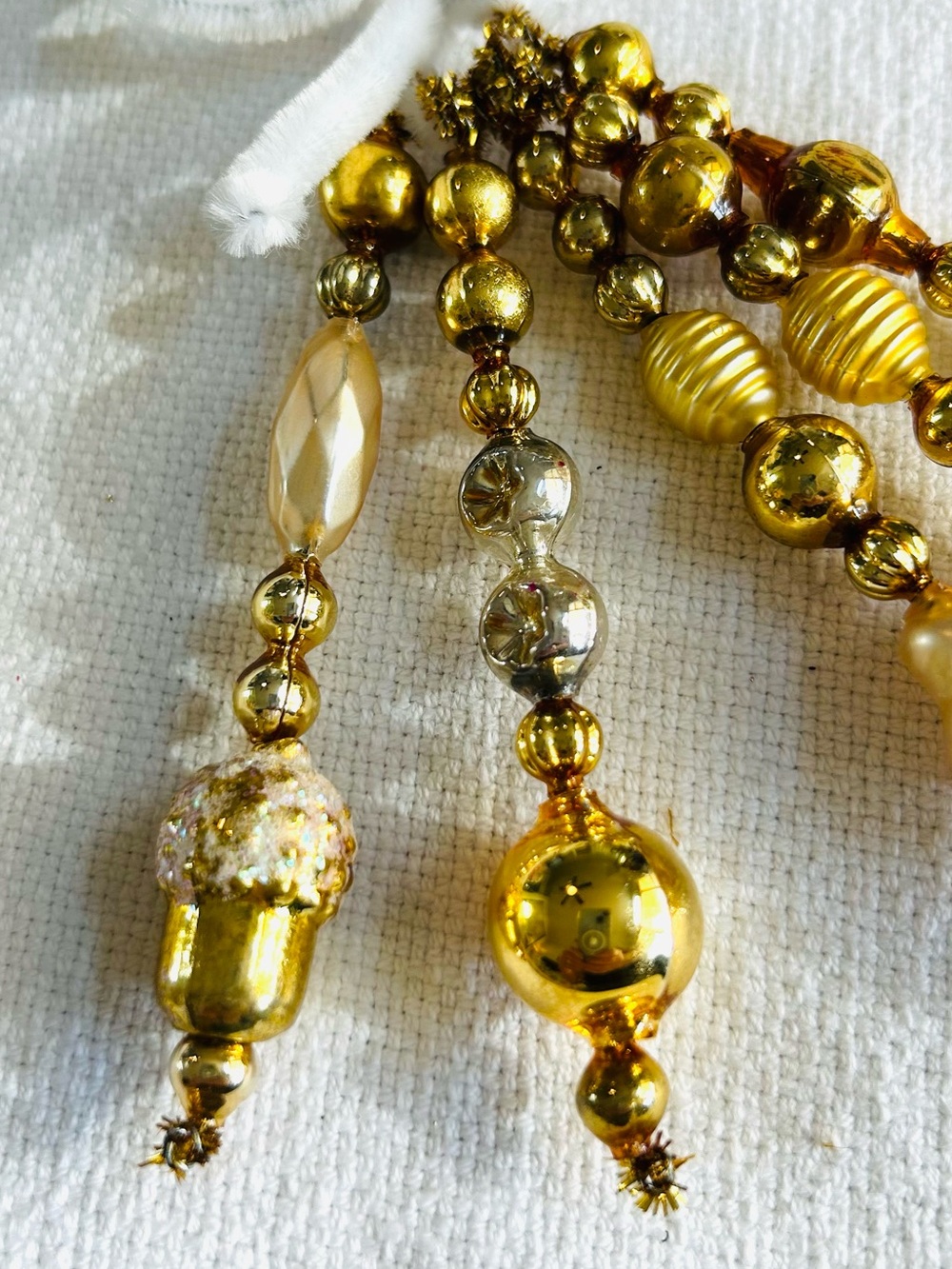 Mini Vintage Repurposed holiday Christmas ornaments, mercury Glass bead icicle - Picture 3 of 5